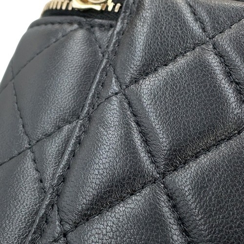 CHANEL Matelasse Top Handle Chain Vanity Bag Lambskin Black AP2199 - Picture 8 of 16