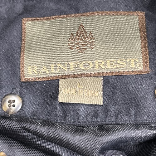 Rainforest Coat Men's Large Black Zip Out Goose Down Liner Pockets Full Zip EUC - Picture 2 of 7