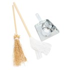 1 Set Dollhouse Cleaning Tools Mini Mop Dustpan Bucket Broom Dolls House