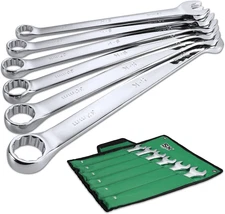 Long Pattern Combination Wrench Set, Metric 25 to 32Mm, 6-Piece, Superkrome Fini