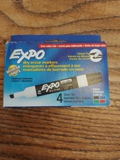 EXPO~4 Pack Assorted Colors Chisel Tip Dry Erase Markers, Low Odor, 1 Set NIB
