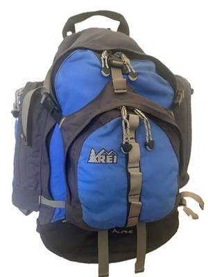REI Alpine Internal Frame Hiking Travel Backpack Blue/Black Sz M 35 Liters