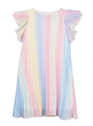 Vestido Plisado Arco Iris Pastel Niñas Ediciones Raras Mangas Acampanadas, Grande (10/12) - Imagen 3 de 9