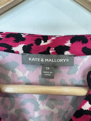 Kate & Mallory Womens 1X Pink Printed Patterned Long Sleeved Maxi Dress - Picture 4 of 4
