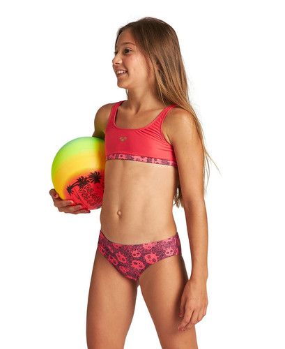 ARENA Girls Swimsuit Swimming Costume Meryl Bikini Set, Pink Hibiscus Multi, 128 - Picture 1 of 6