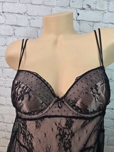 Markenlos Schwarz S Teddy Dessous Nachthemd Babydoll Sexy Spitze Rosa Transparent LESEN - Bild 4 von 21