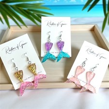 Mermaid Tail Magic   Glittery Dangle Earrings in 3 Splashy Colors   NWT Jewelry