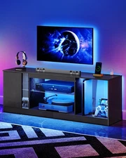 TV Stand with Power Outlets 55 65 inch, Modern Entertainment Center with Mult...