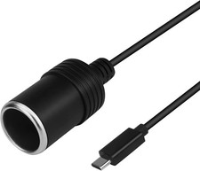 5ft USB C to Car Cigarette Lighter Cable Converter, up to 12V 4.5A, Work with