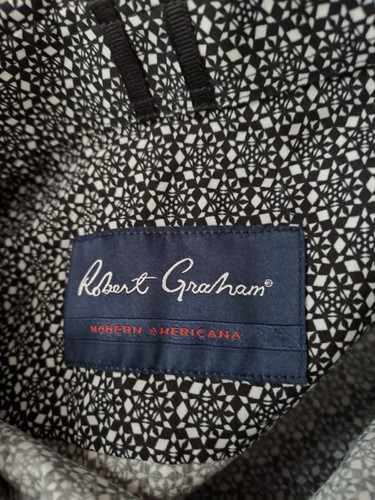 Robert Graham Americana Talla M Bellrock Manga Larga Tejido Negro Blanco Abotonado - Imagen 6 de 13