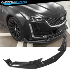 Fits 20-24 Cadillac CT5 3PCS Gloss Black Front Bumper Lip Spoiler Splitter PP