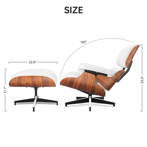 Tall Eames Lounge Chair and Ottoman Walnut Rosewood Swivel Armchair Real Leather - Picture 71 of 103