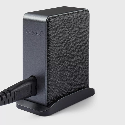 6-Port Charging Hub Vertical 2C + 4A - heyday™ Black Saffiano: USB Tower Charger - 第 3/4 張圖片