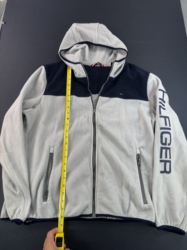 Tommy Hilfiger Men's Full Zip Hooded Jacket Long Sleeve Spellout Y2K SZ Large - Foto 2 di 8