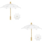  2 PCS Vintage Sonnenschirm Brautschirm Foto Kinder Weißer Regenschirm