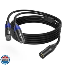 LanSenSu Male to Dual XLR Y-Splitter, 6.6ft 3pin to Dual XLR Male Balanced Mi