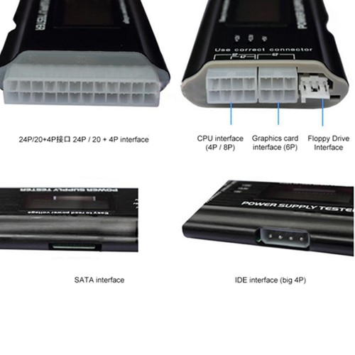 Computer Power Supply Tester Lcd Display Aluminum Alloy Support 20/24Pin A SPC - Afbeelding 6 van 12