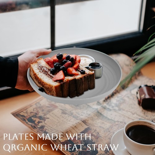 Deep Dinner Set of 8 Wheat Straw Plates - Alternative to Plastic, Microwave &... - Imagen 5 de 7