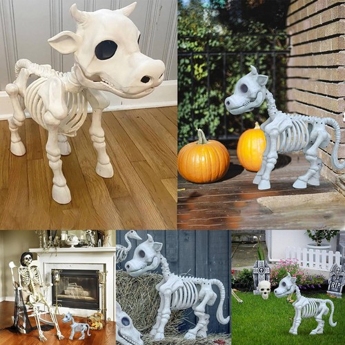 2023 NEW Red Shed Cow Skeleton Halloween Decoration Statue Tractor Supply - Picture 19 of 19