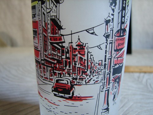 Vtg Libbey Frosted Iced Tea Glass x2, 1950s San Francisco, Golden Gate,Chinatown - Picture 11 of 12