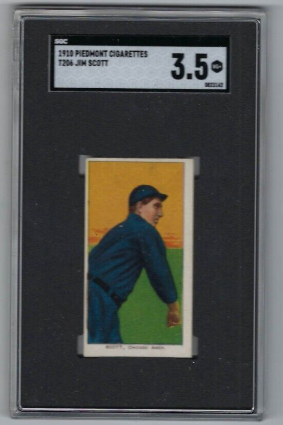 1909 T206 baseball card Jim Scott Chicago White Sox graded SGC 3.5 Piedmont