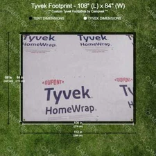 9' x 7' Tyvek Footprint, ground cloth, tarp w/ reinforced grommet corners