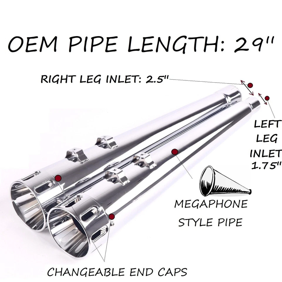 Tubos de escape SHARKROAD 4,4"" Rumble Sound para tubos de cabezal Harley Touring Stock Foto 3 de 4