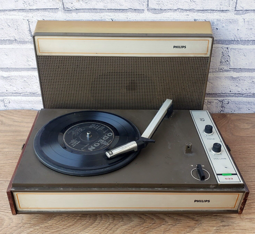 Vintage Original PHILIPS 533 Stereo Portable Retro Electric Phono Record Player. - Picture 1 of 20