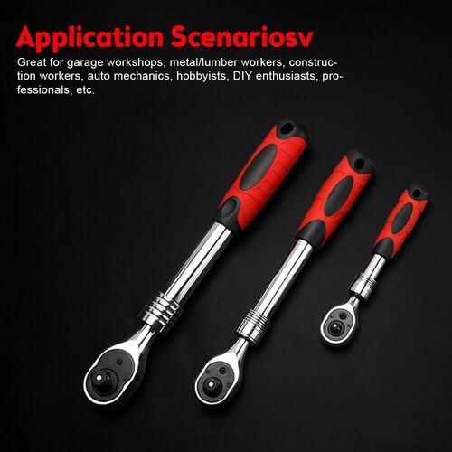 1/4" 3/8'' 1/2'' Extendable Flex Head Socket Ratchet Wrench Ratchet Auto Repair - Picture 3 of 16