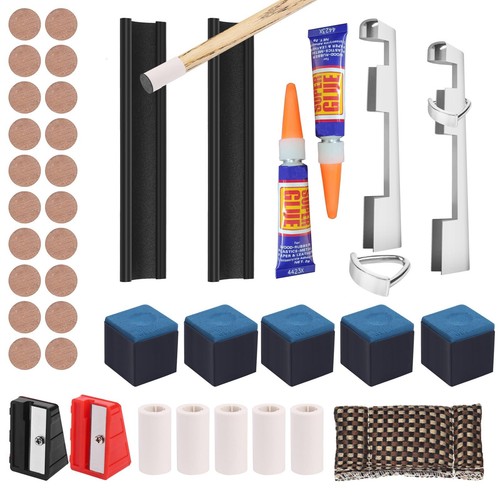 39pcs Pool Cue Repair Kit: 2 Pool Cue Tip Clamp 20 Billiard Cue Tips 4 Shaper...