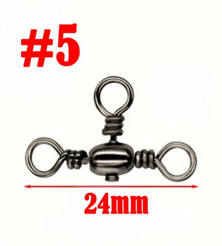 3 Way Barrel Swivels Fishing Terminal Tackle Strong Small Large Triple Swivel - Picture 14 of 17