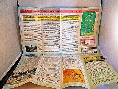 1965 COOK’s Escort Tour Brochure New England Cape Cod + Mappa + Lettera Diario - Foto 6 di 7