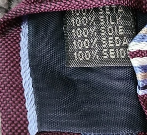 SEGNI e DISEGNI Tie 100% Silk Handmade in Como Italy Burgundy & Blue Stripe NEW - Picture 4 of 4