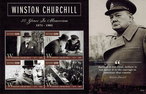 Guyana 2015 - Sir Winston Churchill - Bogen mit 4 Briefmarken - Scott #4403 - postfrisch - Bild 1 von 1