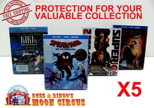 5x BLU-RAY WITH SLIPCOVER SMALL SIZE BR2 - CLEAR PLASTIC BOX PROTECTOR SLEEVE