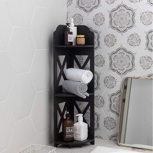 3-Tier Corner Shelf Stand - Waterproof Toilet Paper Rack Bathroom Organizer - Picture 4 of 9