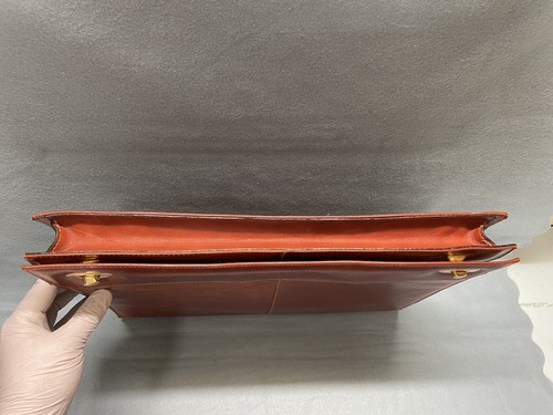 VTG SCABAL Slim Brief Case Flap Closure Portfolio Bag Top Handle Brown Leather - Picture 20 of 24