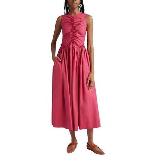 Mimi Dress Pink Cotton Sleeveless Midi Dress Size M New - Picture 3 of 13