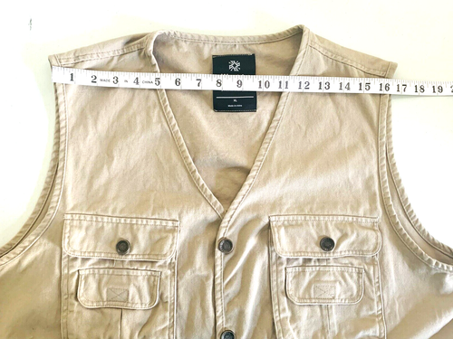 Wantdo XL Khaki Fishing Hunting Vest Canvas Twill Snap Front Pockets - Picture 9 of 13
