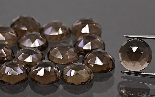 Piedra preciosa suelta de cuarzo natural ahumado redondo corte rosa calidad AAA 5mm-20mm - Imagen 7 de 14