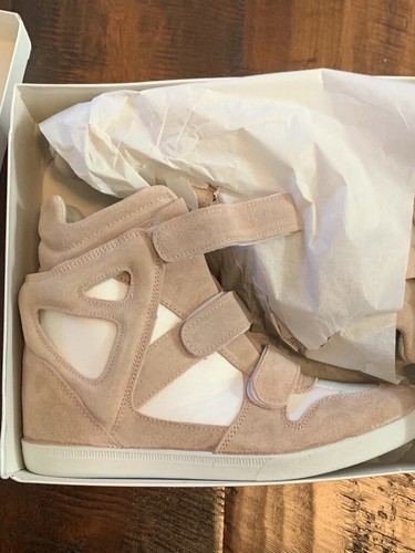 Modern Vice Capri Sneaker Pink White High heel Wedge hook and loop NEW Blush - Picture 6 of 10