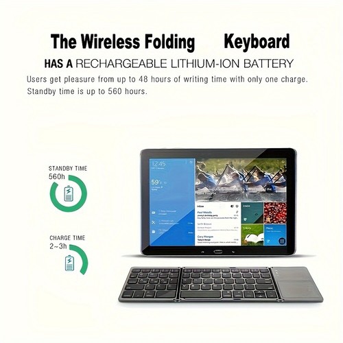 Folding Keyboard Mini Wireless Bluetooth Keyboard For Windows Android IOS iPad - Picture 4 of 19