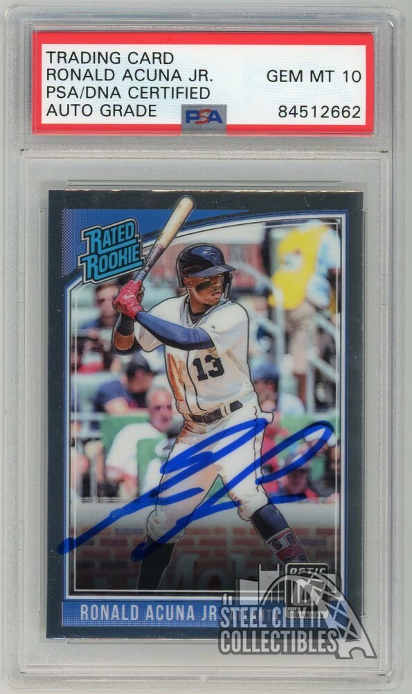 Ronald Acuna Jr 2018 Donruss Optic RC Auto #63 - PSA/DNA 10