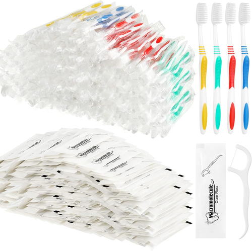 300 Pcs Individually Wrapped Toothbrushes Bulk with Dental Floss Set 100 Soft Br - Picture 9 of 12
