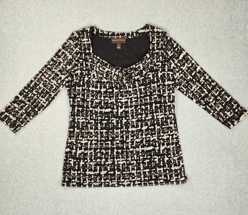 Dana Buchman Womens Sheer Blouse Top Cowl Neck Size Small Lined 3/4 Sleeve Black - Picture 5 of 16