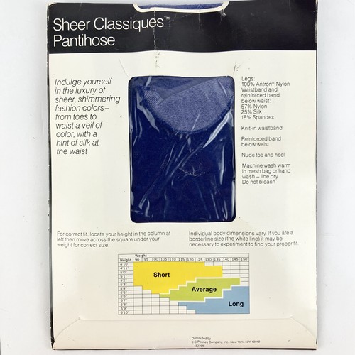JC Penney Sheer Classic Pantyhose Blue Royal All Sheer Shimmering Sandalfoot - Picture 2 of 2