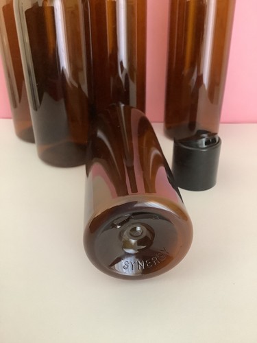 10 x 125ml Empty Amber PET Plastic Cosmetic Bottles Black Disc Caps FREE POSTAGE - Picture 3 of 5