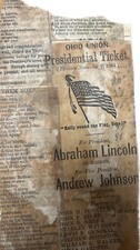 Nov 8 1864 Presidential Ticket Abraham Lincoln & Andrew Johnson Journal Election