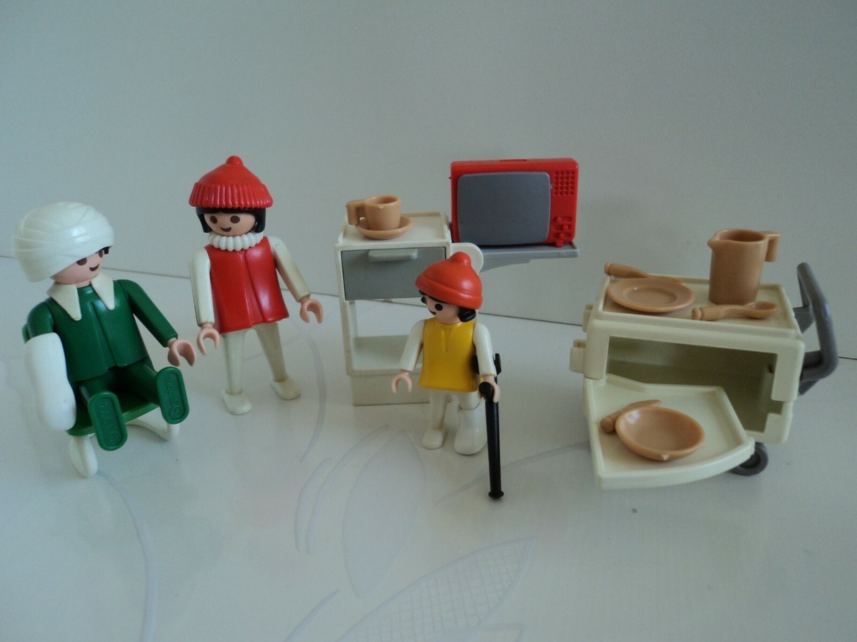 Playmobil Vintage 3404 - Hôpital Avec Chirurgien, Chambres, Ambulance Et Hélicoptère De 1976