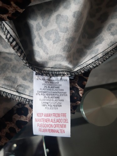 River Island Leopard Black Brown Frilled One Shoulder Satin Dress Size 8 Stretch - Picture 10 of 10